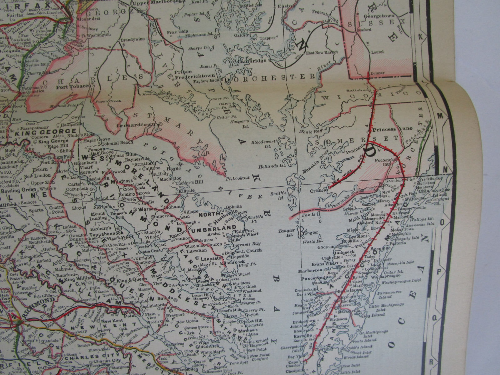 VA WV 1897 EASTERN VIRGINIA, W. VA STEAM RAILROAD Map. FARMVILLE & POWHATAN RR