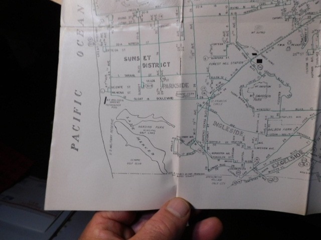 1950 MINI MUNICIPAL RAILWAY MAP OF LINES & ROUTES IN SAN FRANCISCO