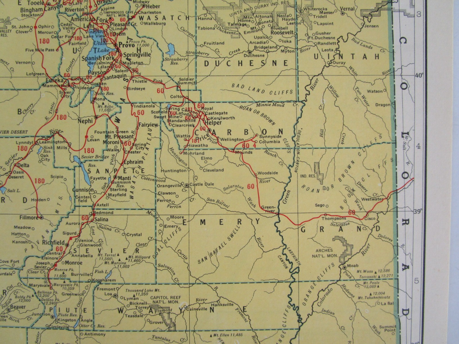 TX UT 1949 TEXAS RAILROAD Map NACOGDOCHES S’EASTRN RR or UTAH 1940s Post WWII