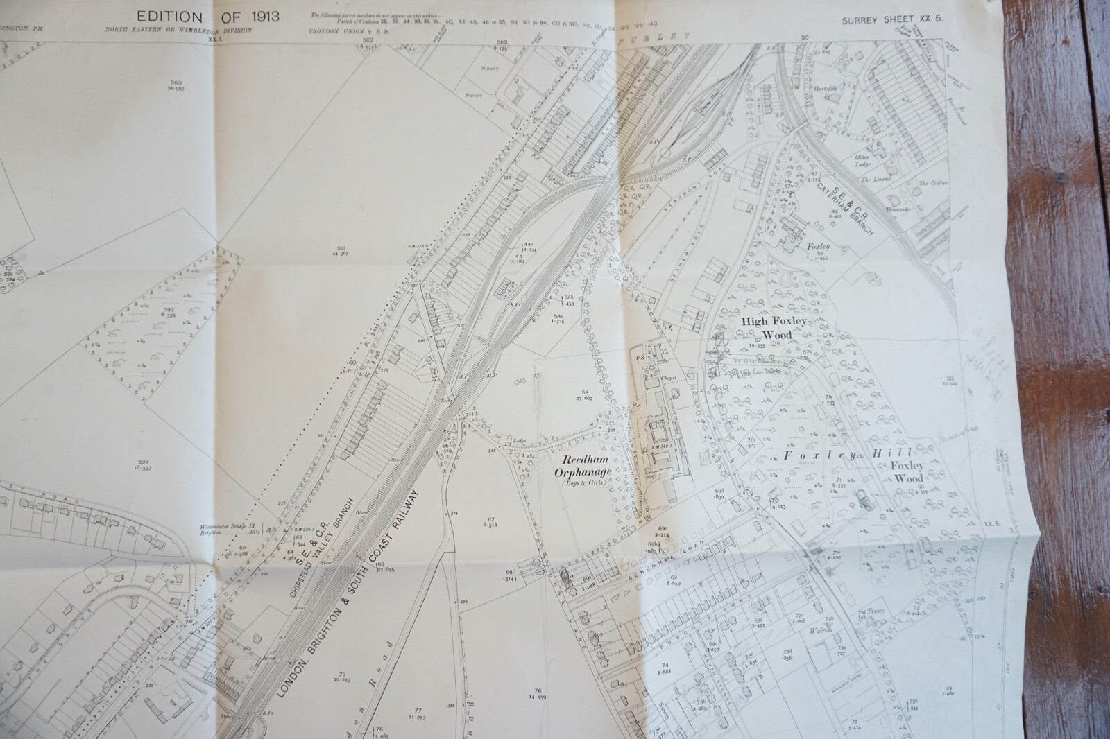 1913 SE&CR Chipstead Valley Branch LB&SCR Foxley Hill Railway OS Railway Map