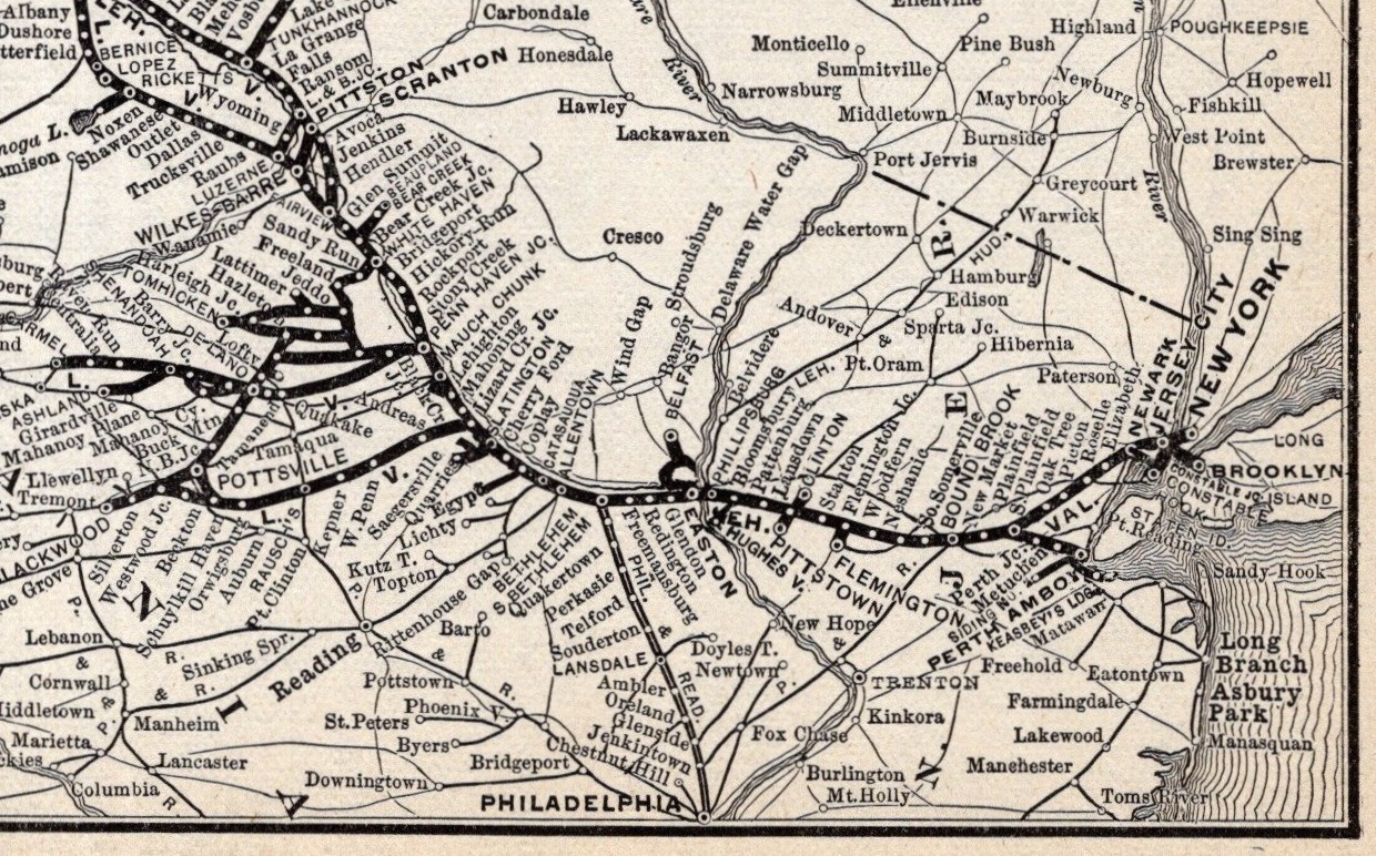 1902 Antique Lehigh Valley Railroad Map Vintage Lehigh Railway Map 2723