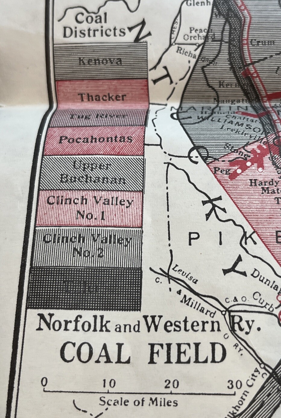 Norfolk & Western Railway & Connections Map. June, 1958, 22” X 32” Virginia