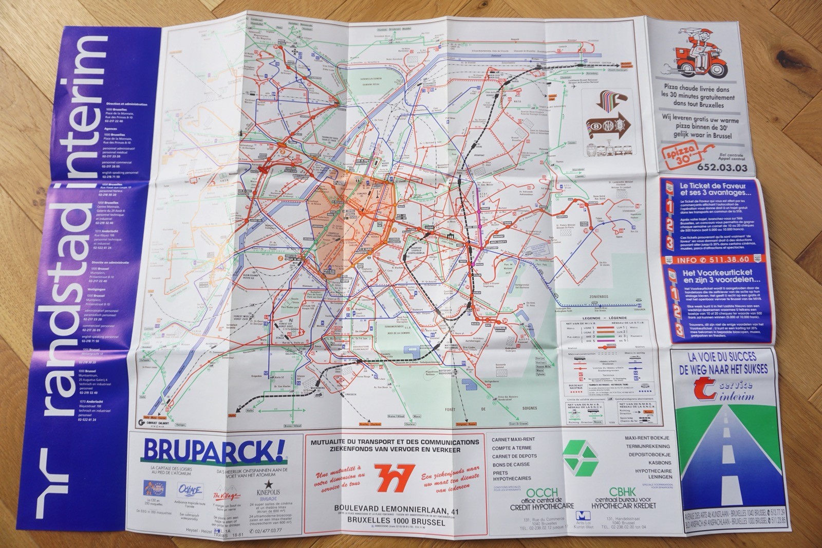1989 1993 1994 Belgium Brussels Tram Tramways Railway Bus Map x4