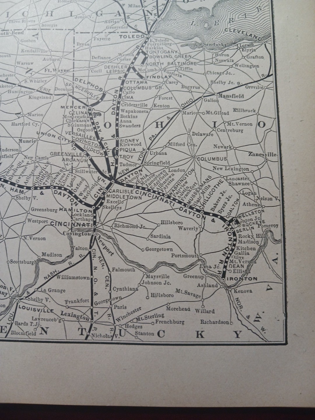 1897 Train Route Map + Report CINCINNATI HAMILTON & DAYTON RAILROAD Ironton OHIO