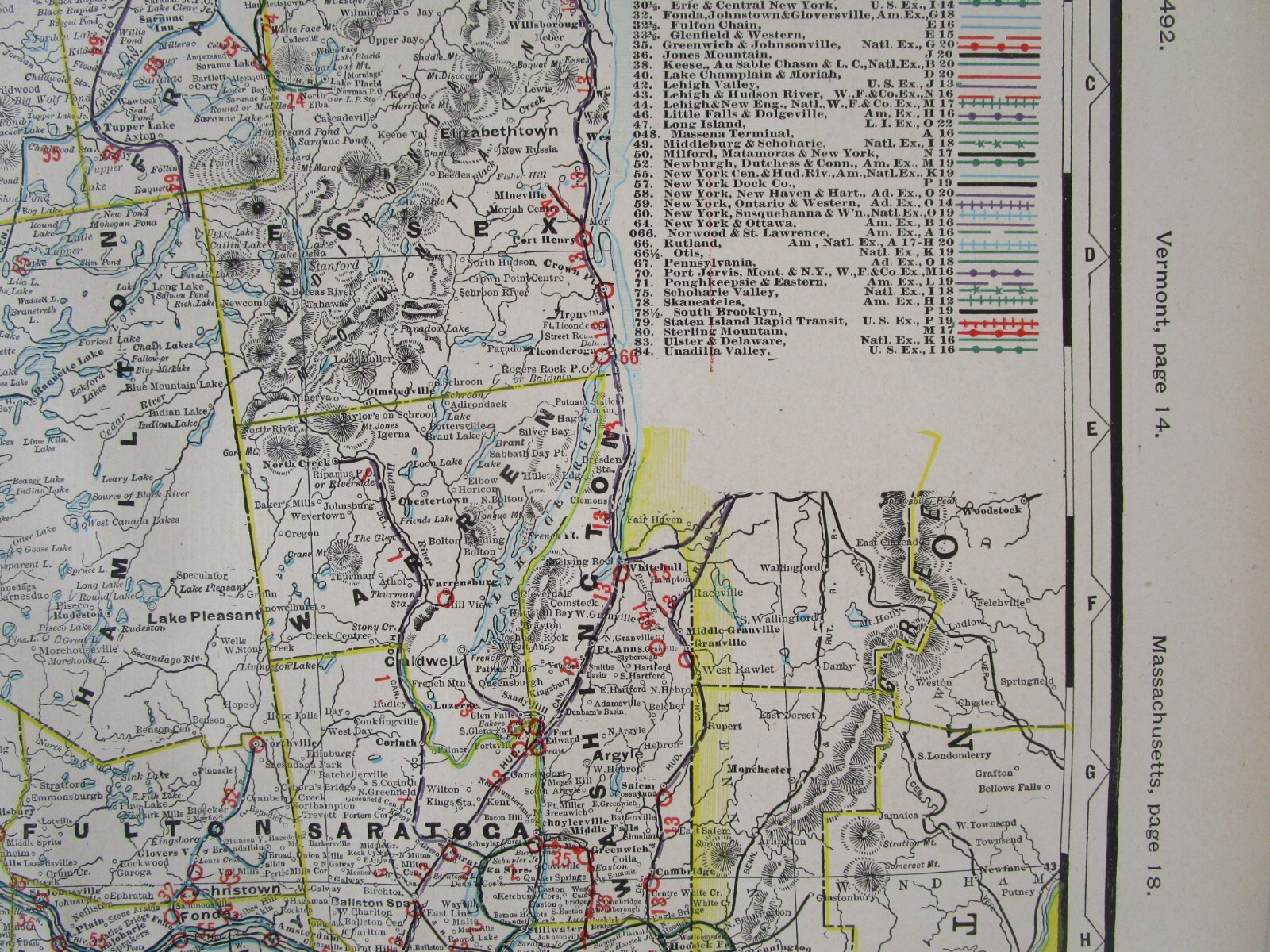 NY 1903 EASTERN NEW YORK Cram RAILROAD Map COOPERSTOWN & CHARLOTTE VALLEY RR