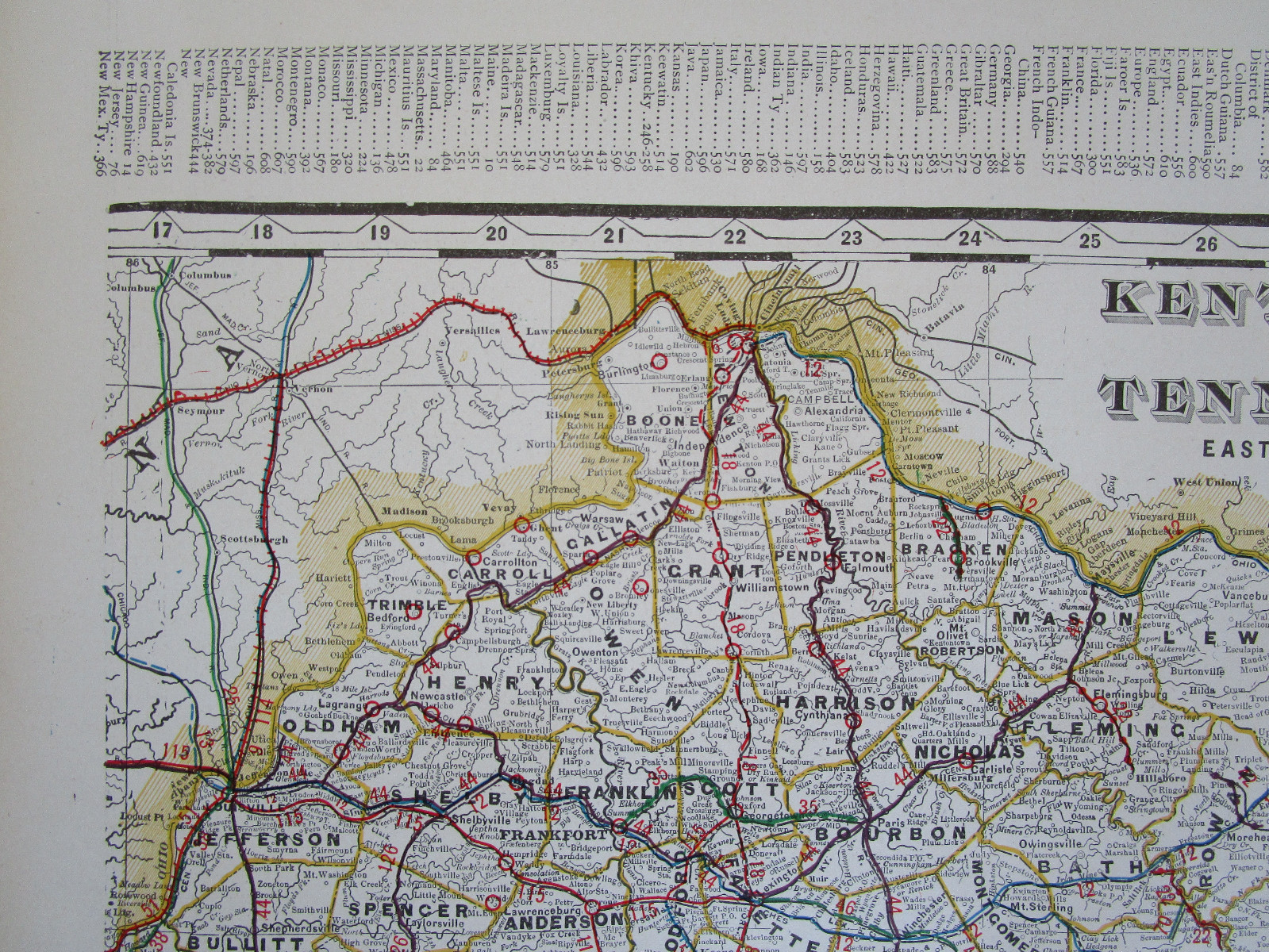 KY TN 1901 EASTERN KENTUCKY & TENNESSEE Cram RAILROAD Map CHATTANOOGA LOOKOUT MT