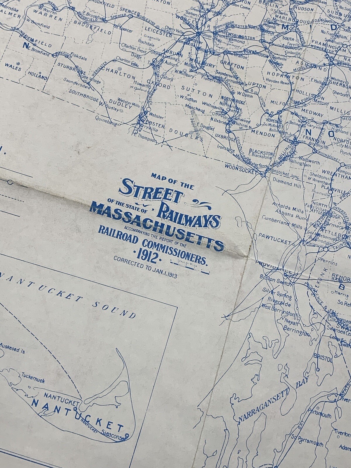 Vintage Street Railways of Massachusetts 1912 Map & Boston Elevated 1915