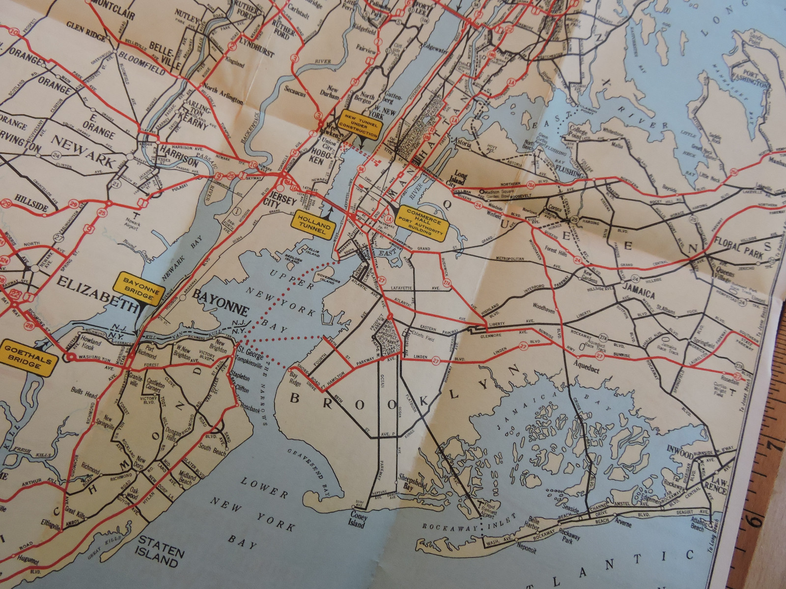 RARE 1935 New York City Subway Map NYC Road Highway Bridge Tunnel PORT AUTHORITY