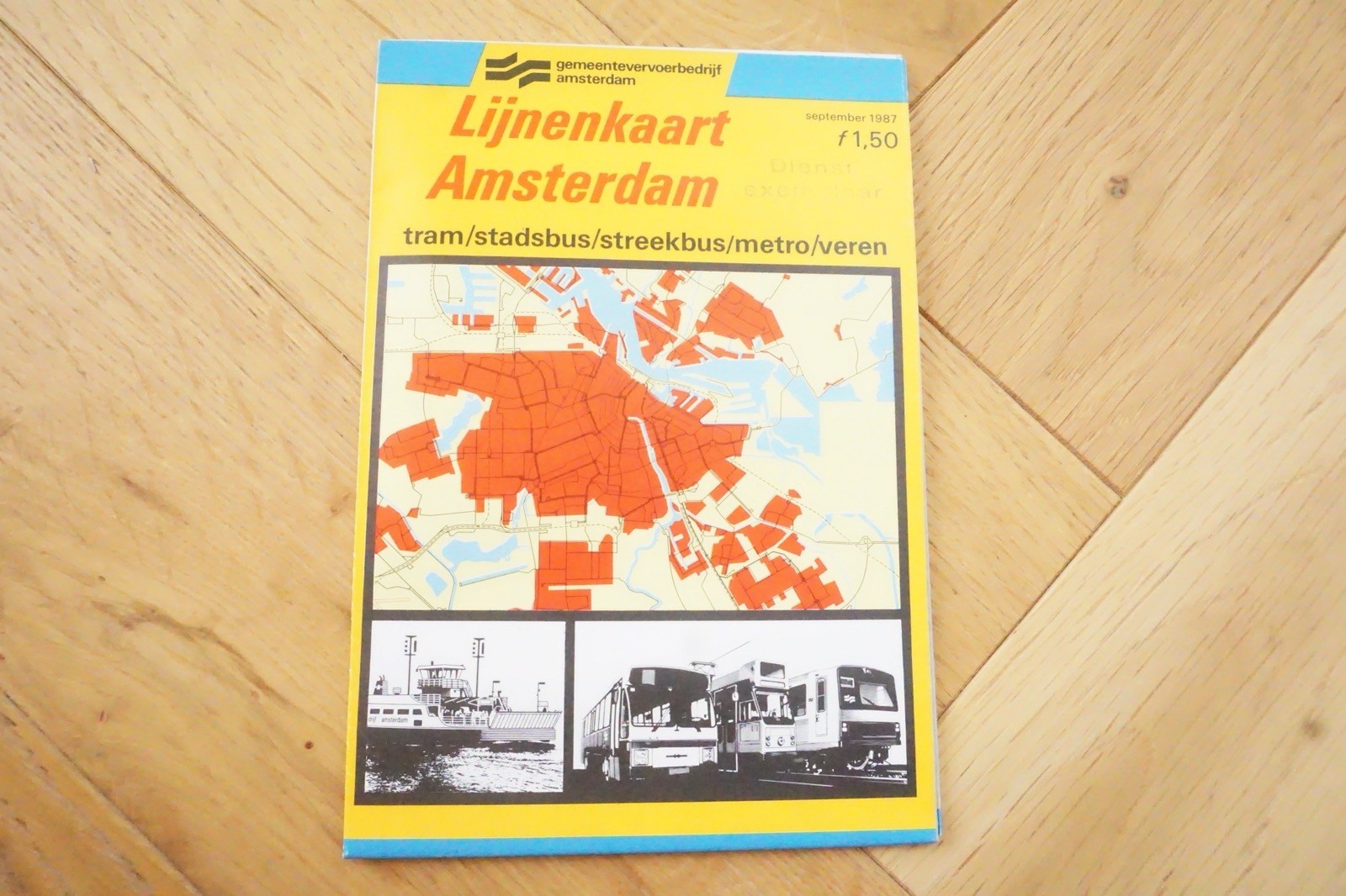 Sept 1987 Amsterdam Netherlands GVB Bus Tram Route Map