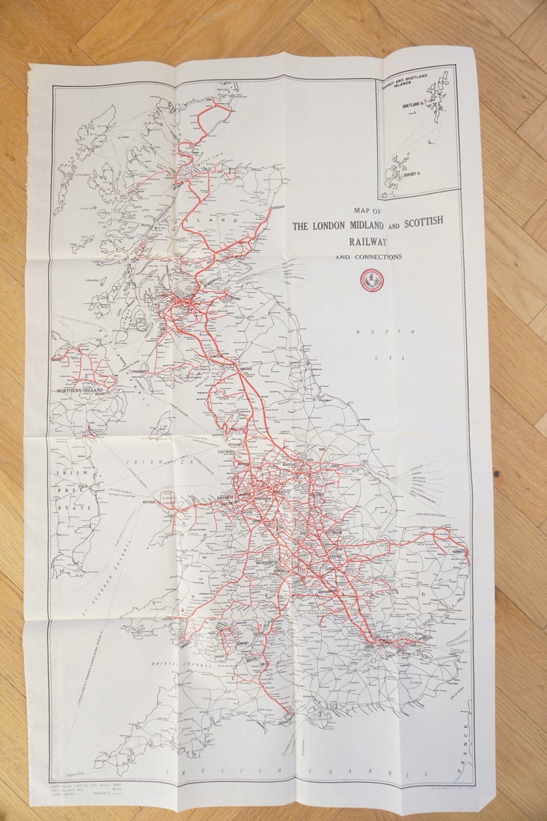 1932 LMS Large Railway Map
