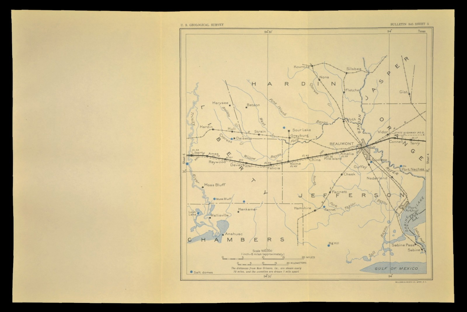 Vintage Southern Pacific RR Map Beaumont Texas Port Arthur Nederland Port Neches
