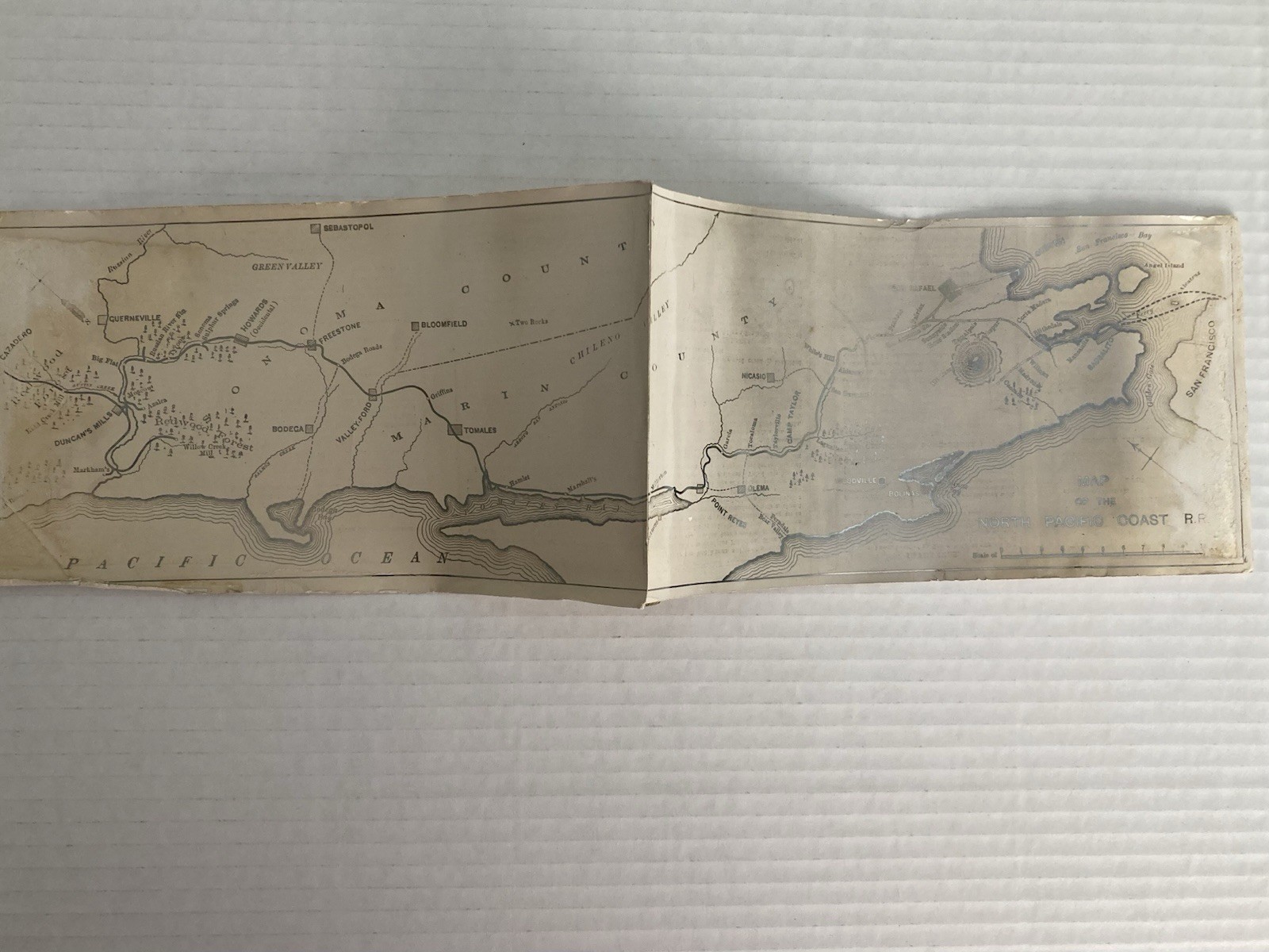 Antique NORTH PACIFIC COAST RR Map Cover Iridescent Roy Graves Marin Magazine