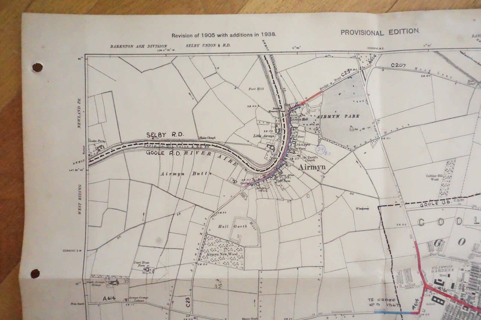 1938 Goole Hook Yorkshire NER Railway OS Linen Map Ref 79 **