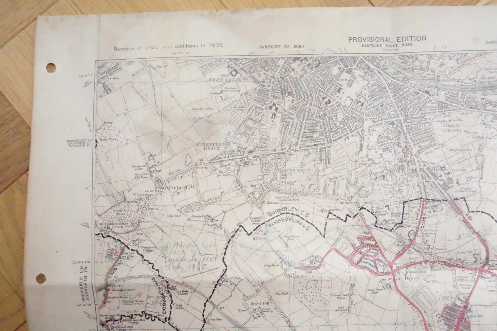1938 Worsborough Barnsley Yorkshire LMS Railway OS Linen Map Ref 63 **