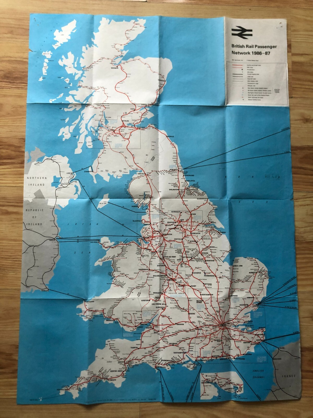 Two British Rail Passenger Network fold-out maps; 1984-85 & 1986-87