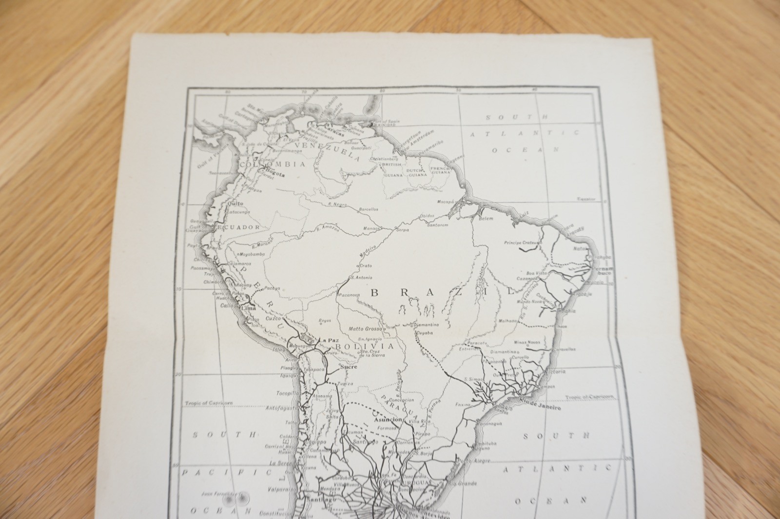 1922 South America Railway Original Railway Map