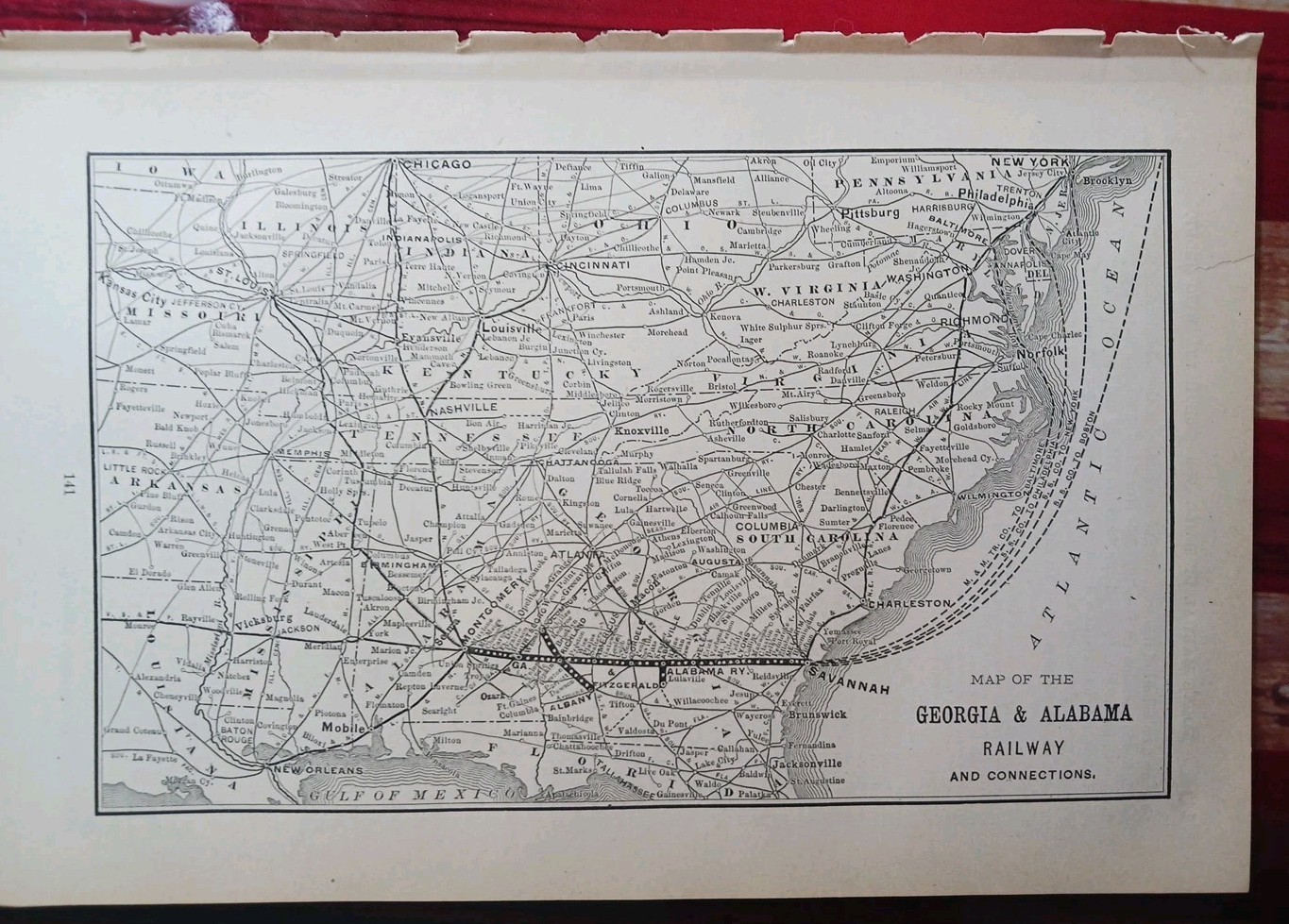 1897 Train Route Map GEORGIA & ALABAMA RAILWAY & Connections Steamship Railroad