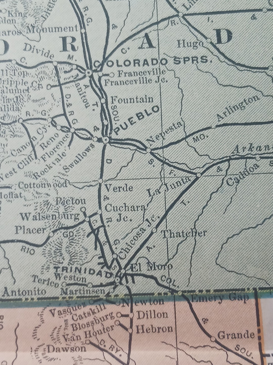 ~1904 Railroad Map UTAH Colorado ARIZONA New Mexico All Lines & Depots 11″x9″