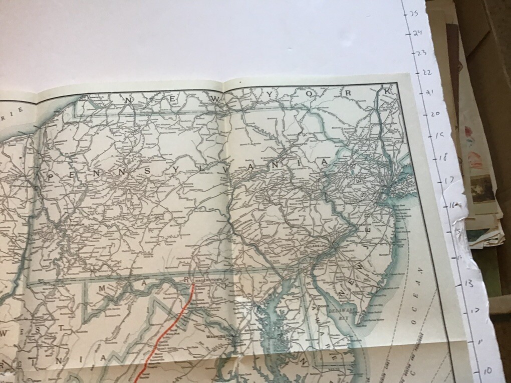vintage railroad map: 22×32″ NORFOLK & WESTERN Railway 1944
