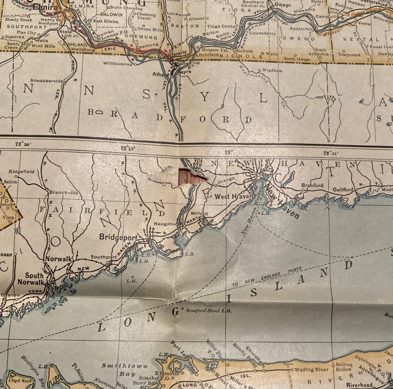 Original 1908 State of New York Electric Railroad Map 47.25″ x42″