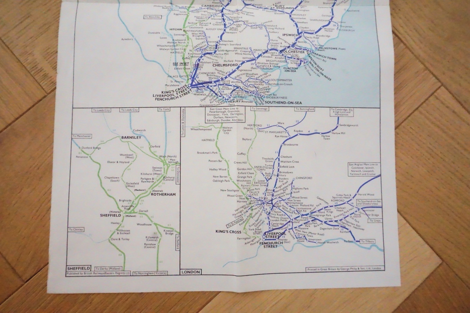 Feb 1962 Eastern Region British Rail Railway Map VGC