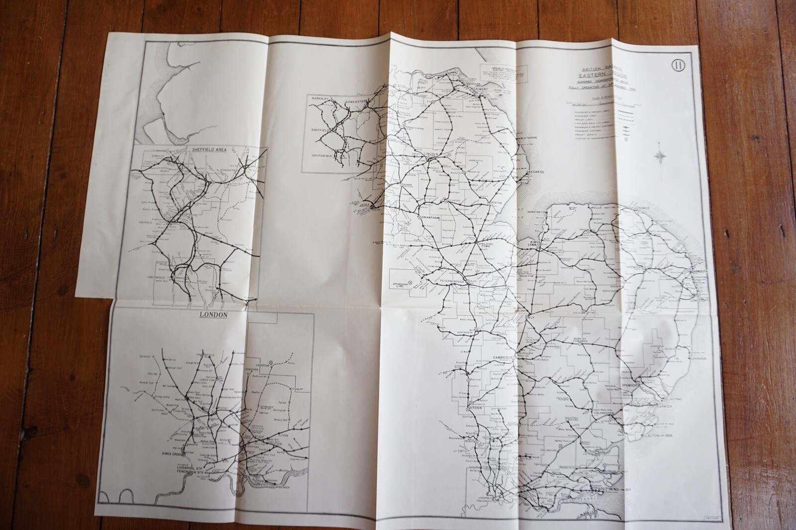 1958 Sundries Concentrations Areas 1954 Eastern Region Railway Map