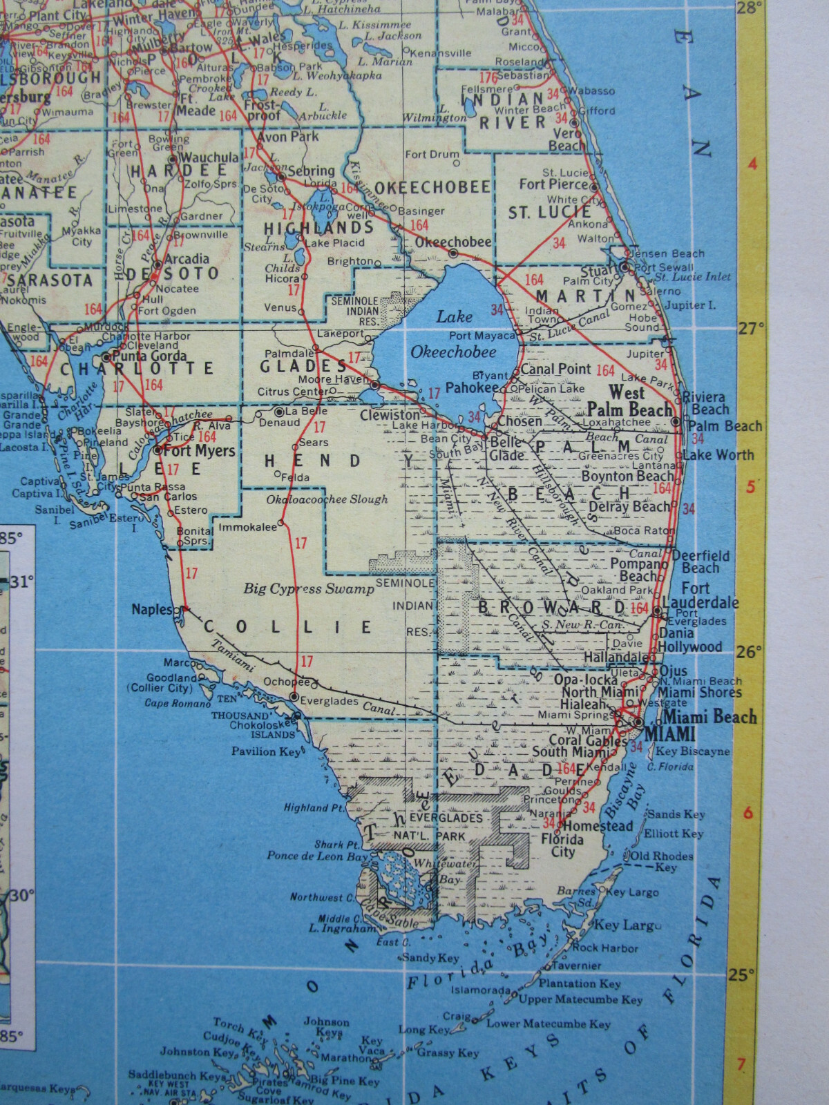 GA FL 1952 GEORGIA RAILROAD Map MILSTEAD RR; BOWDEN RR ~or~ FLORIDA.