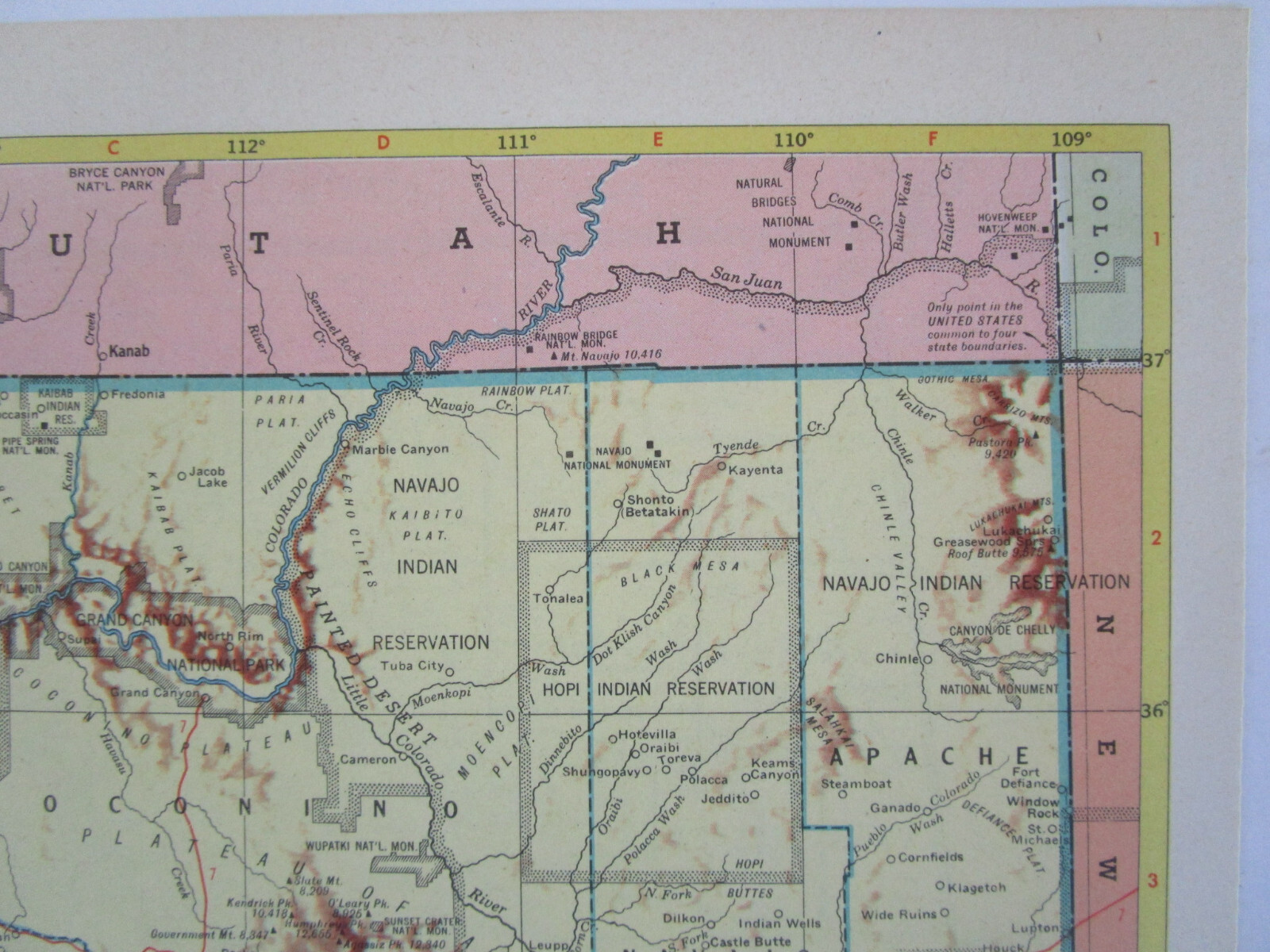 AL AZ Vintage 1952 ALABAMA RAILROAD Map. CHATTAHOOCHEE VALLEY RR or ARIZONA