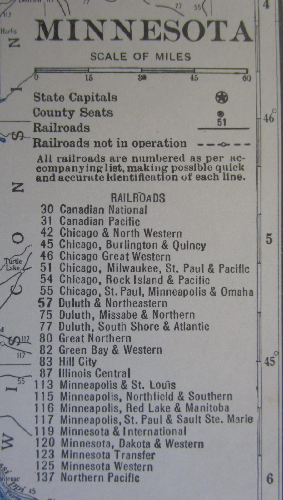 MI MN 1934 MICHIGAN RAILROAD Map ACADIA & BETSEY RIVER RR ~or~ MINNESOTA