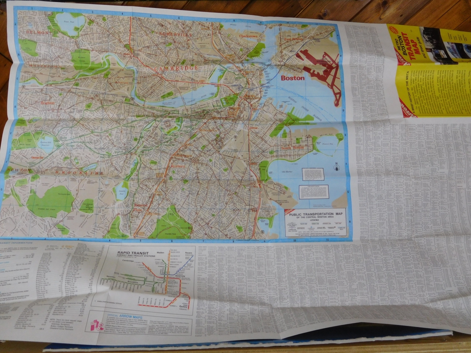 Map Metro Boston Transit Map and Street Guide 1989 Foldout Map