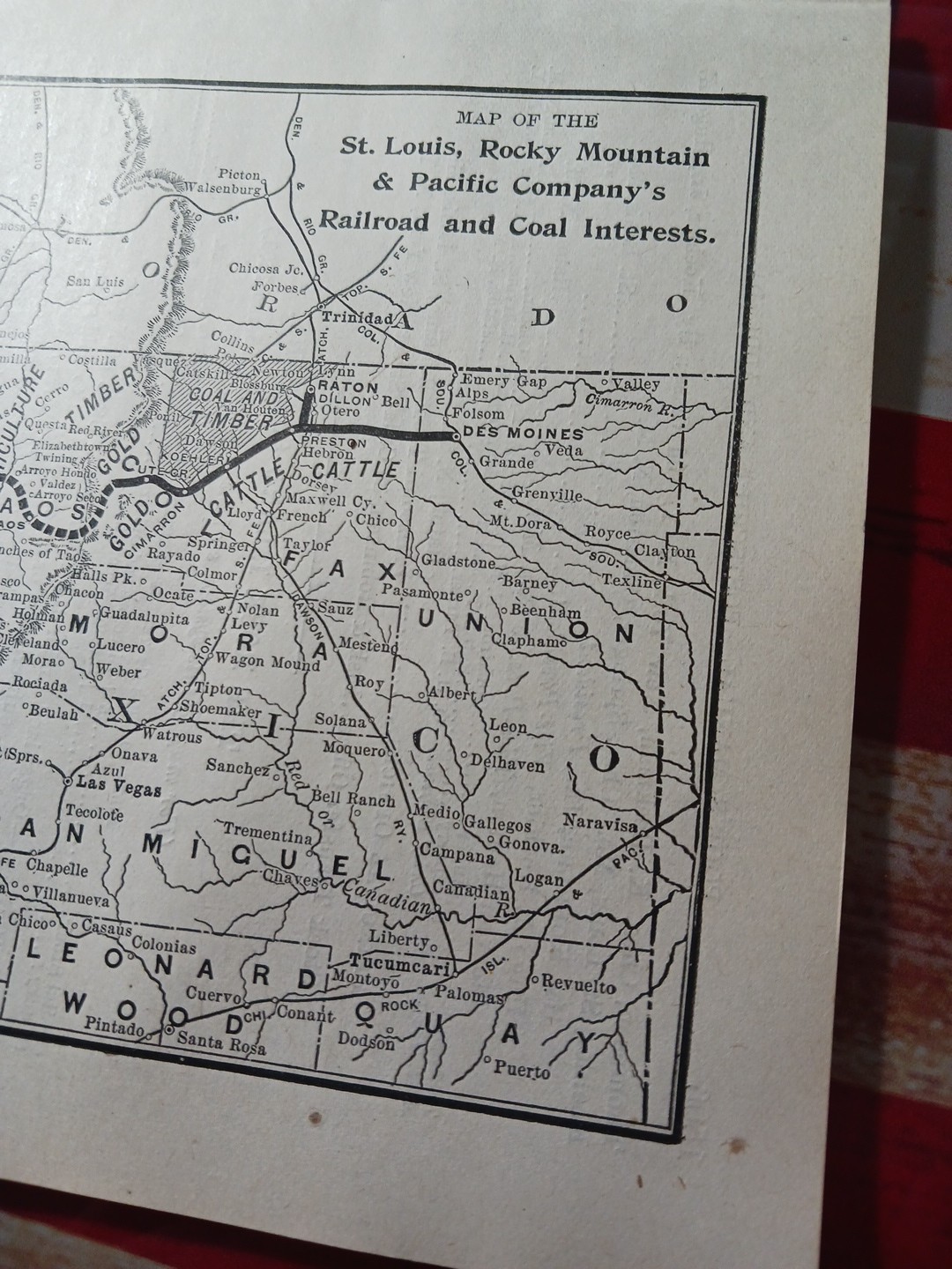 1905 Map ST LOUIS ROCKY MOUNTAIN & PACIFIC RAILROAD Coal Timber Gold New Mexico