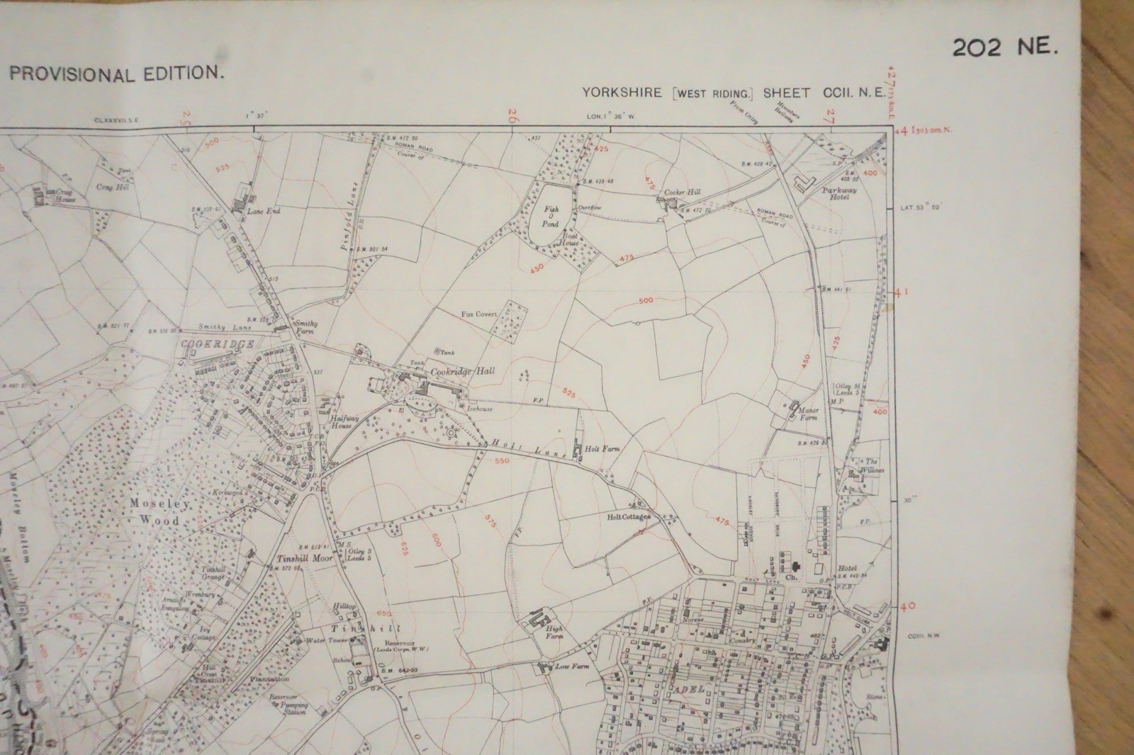 1938 Horsforth Cookridge Yorkshire LNER Railway OS Linen Map Ref 35 *