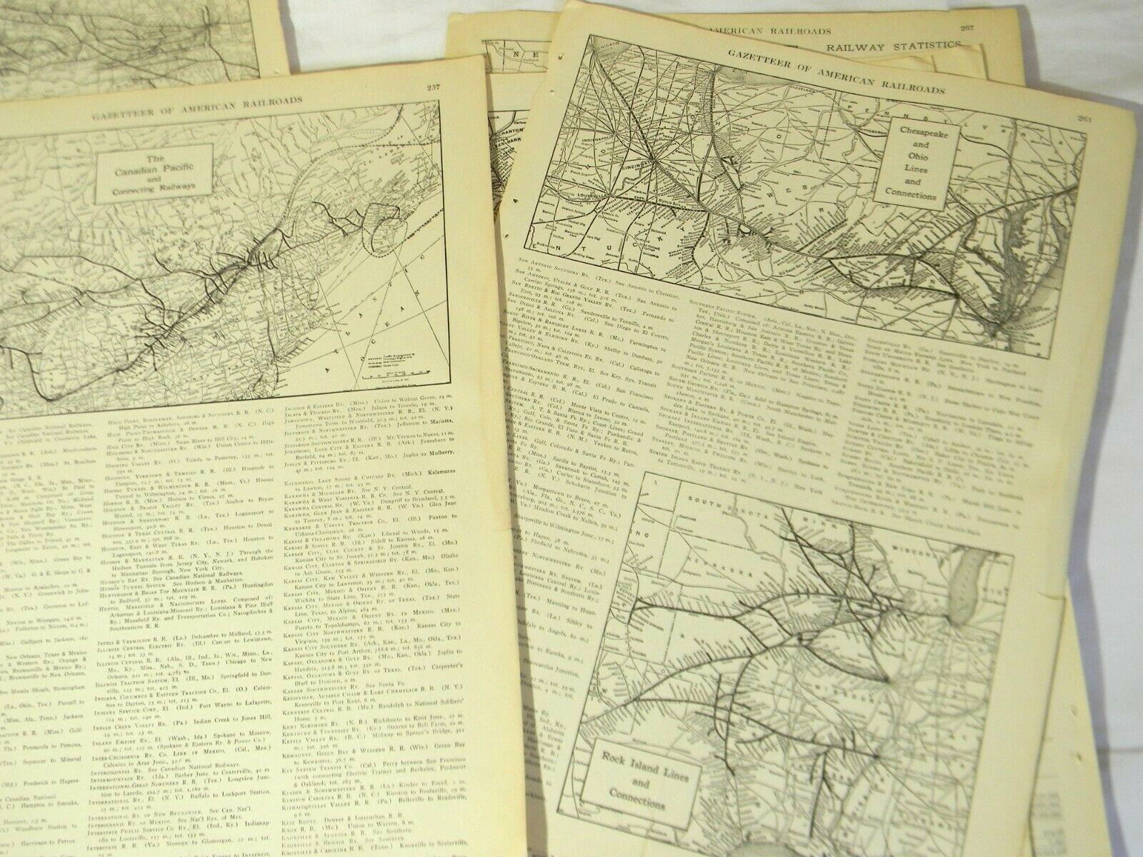 Antique 1920s United States and Canada Railroad Maps from Atlas 25 maps 8 sheets