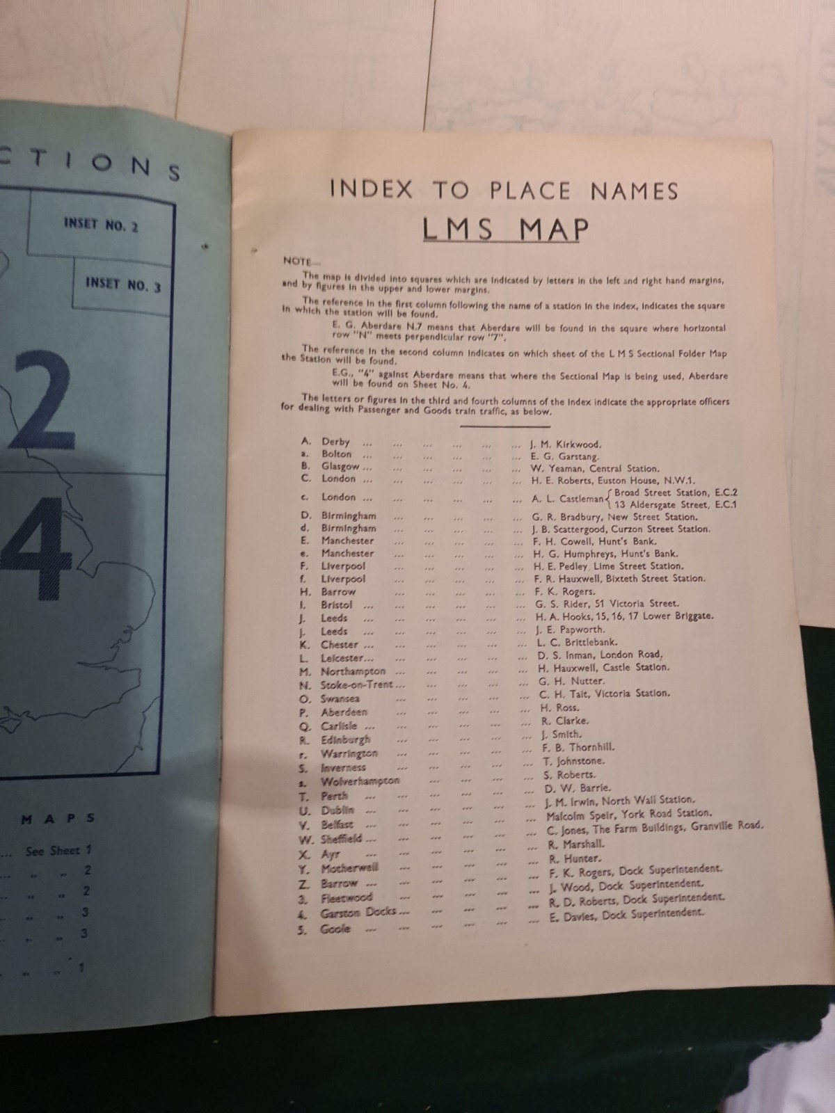 1939 List of Stations & Map (x4) of the LMS Londond Midland Scotland