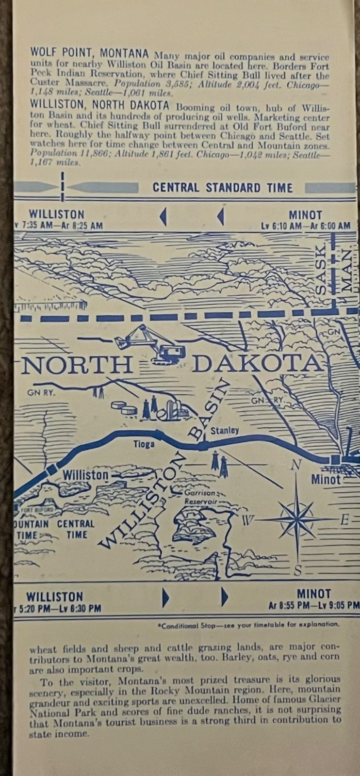 Great Northern Railway Empire Builder Route Map & Schedule 10/1967