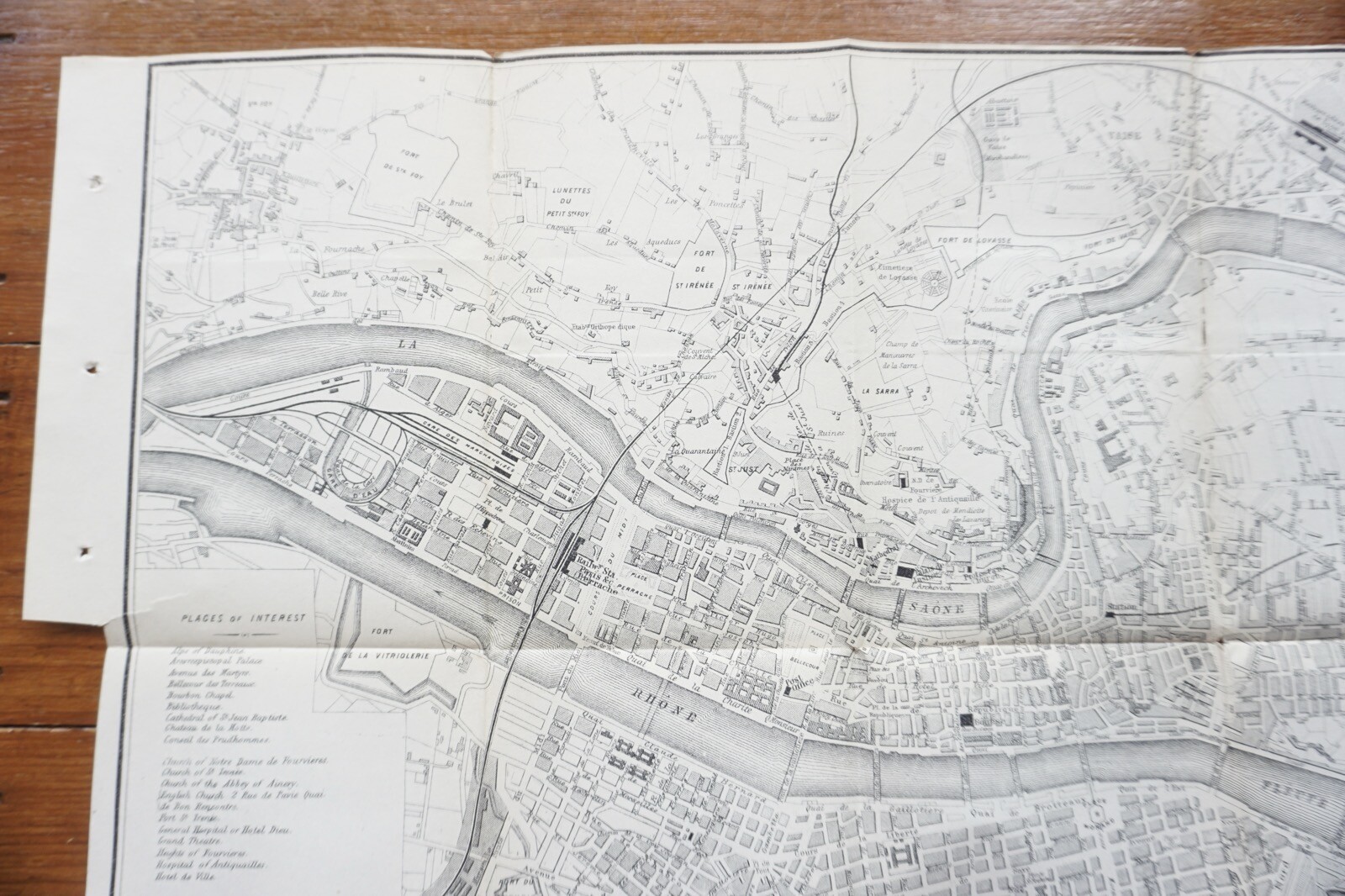 1899 Bradshaws Map of Lyons France Original Railway Map