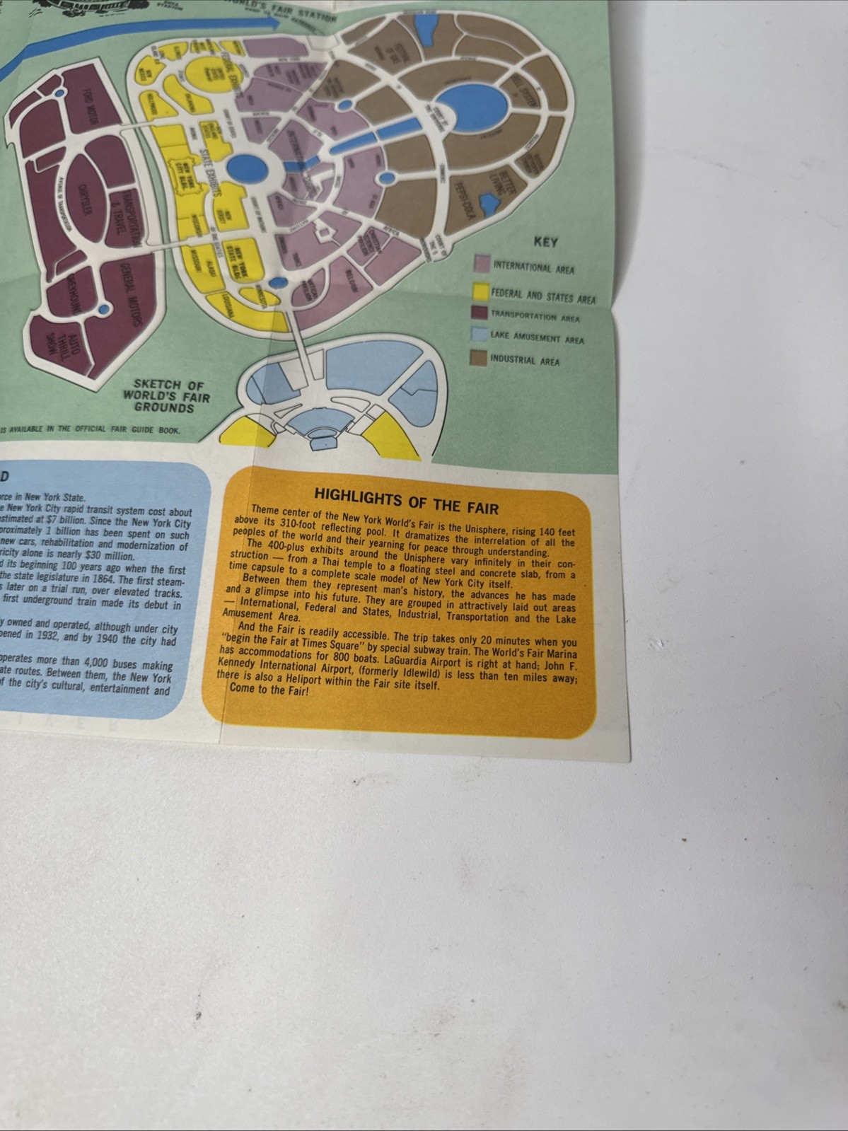 1964 NY Worlds Fair Subway Map New York City Transit Authority Vintage Original