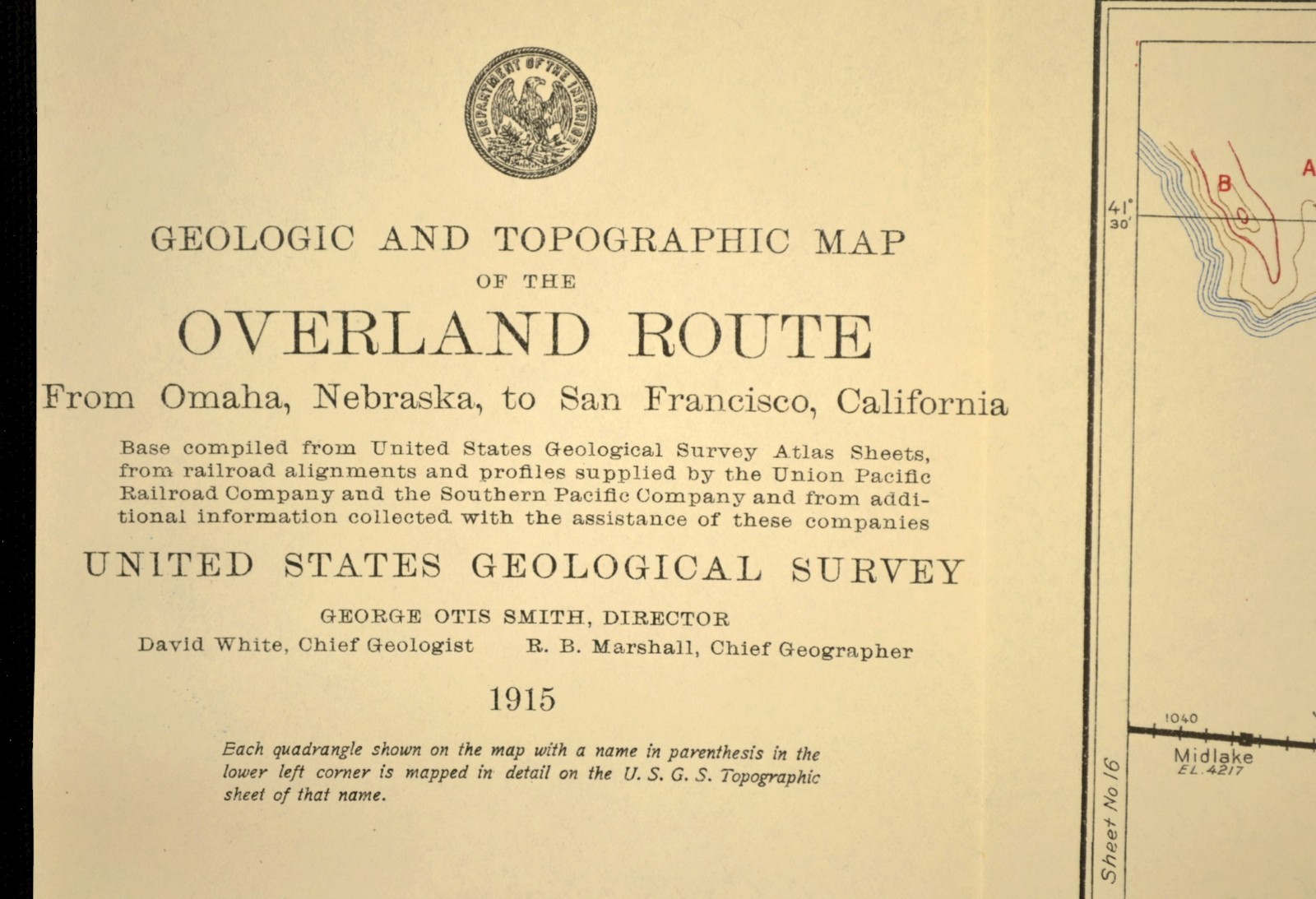 1915 Union Pacific Railroad Map Lucin Cutoff Ogden Utah Brigham Salt Lake City