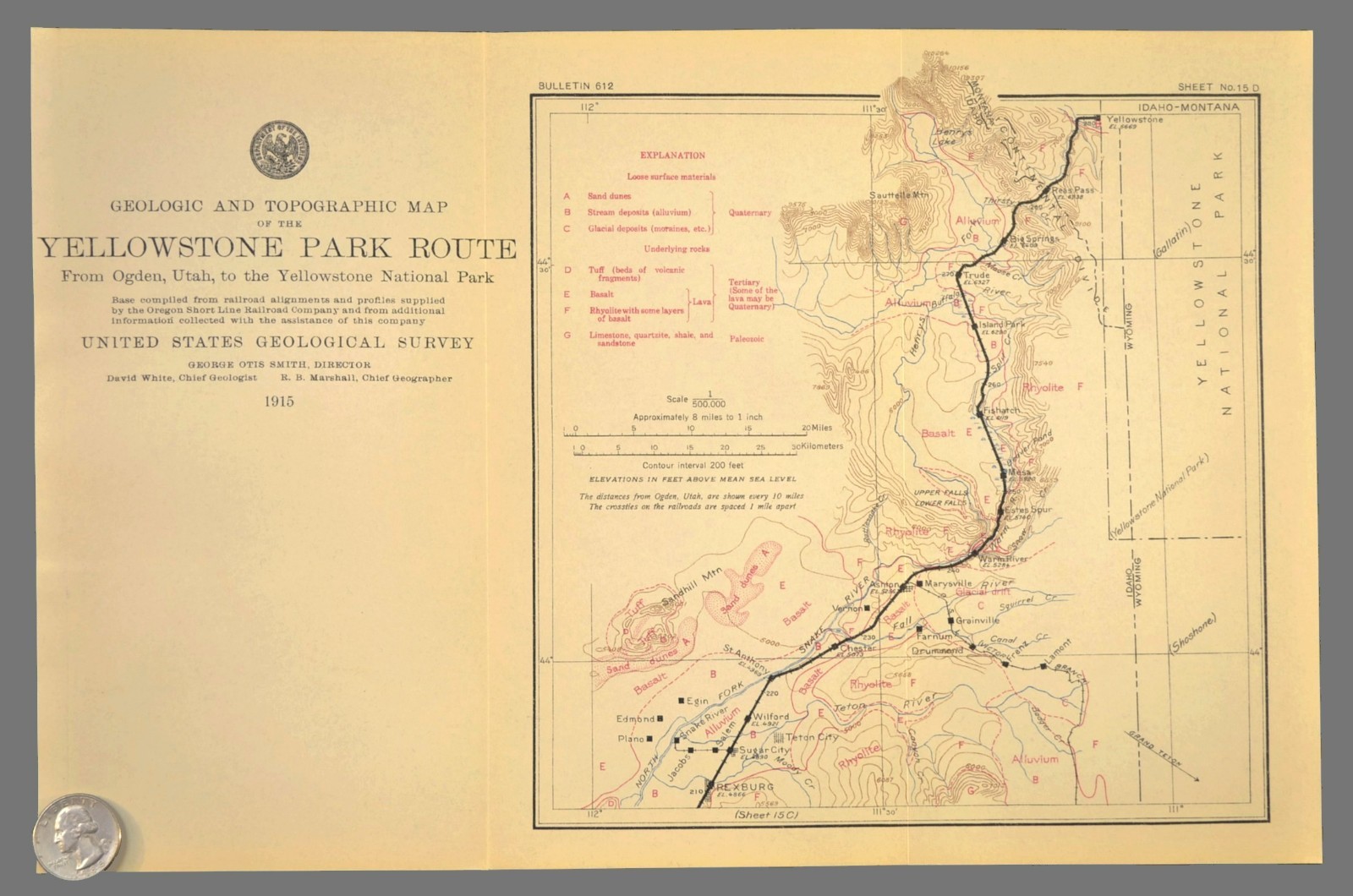 1915 Union Pacific Railroad Map Rexburg Idaho Sugar City ID Fremont County