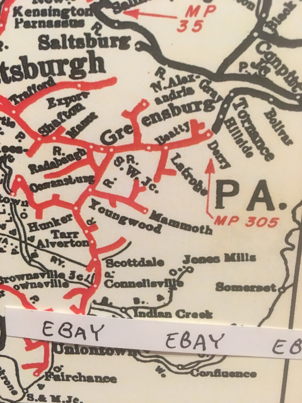 Early PRR Pennsylvania Railroad Pittsburgh Division Central Region Rare Map NEW