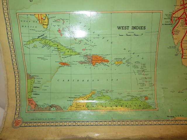 Lg Vtg 1963 Atlantic Coast Line Railroad Wall Map 34 1/2″ x 44 1/2″ Wood