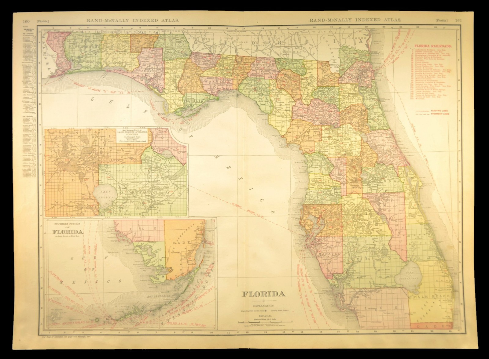 1911 Florida Railroad Map ORIGINAL Atlas Florida East Coast Railway DATED