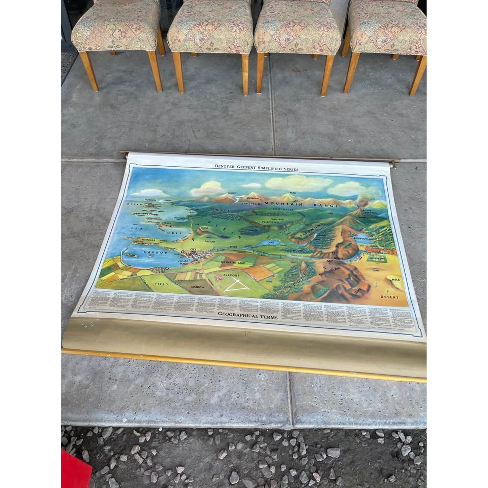 Large school map with geological terms made in 1967