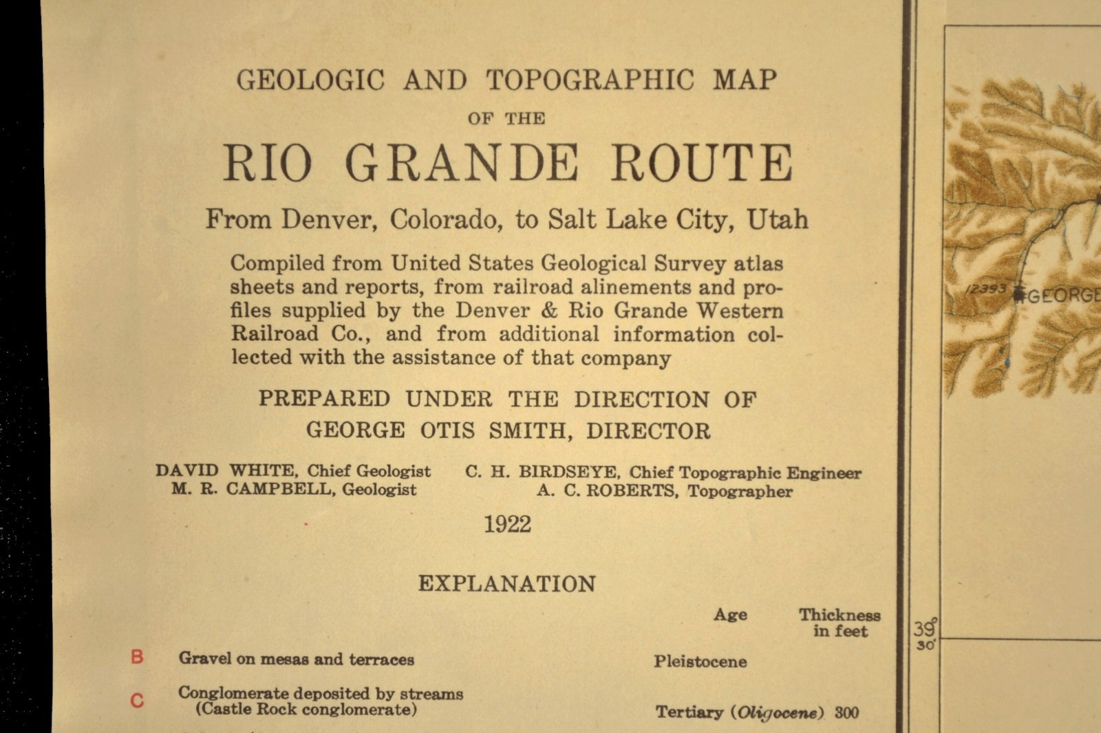 1922 Antique Denver Rio Grande Railroad Map Castle Rock Colorado Parker Husted