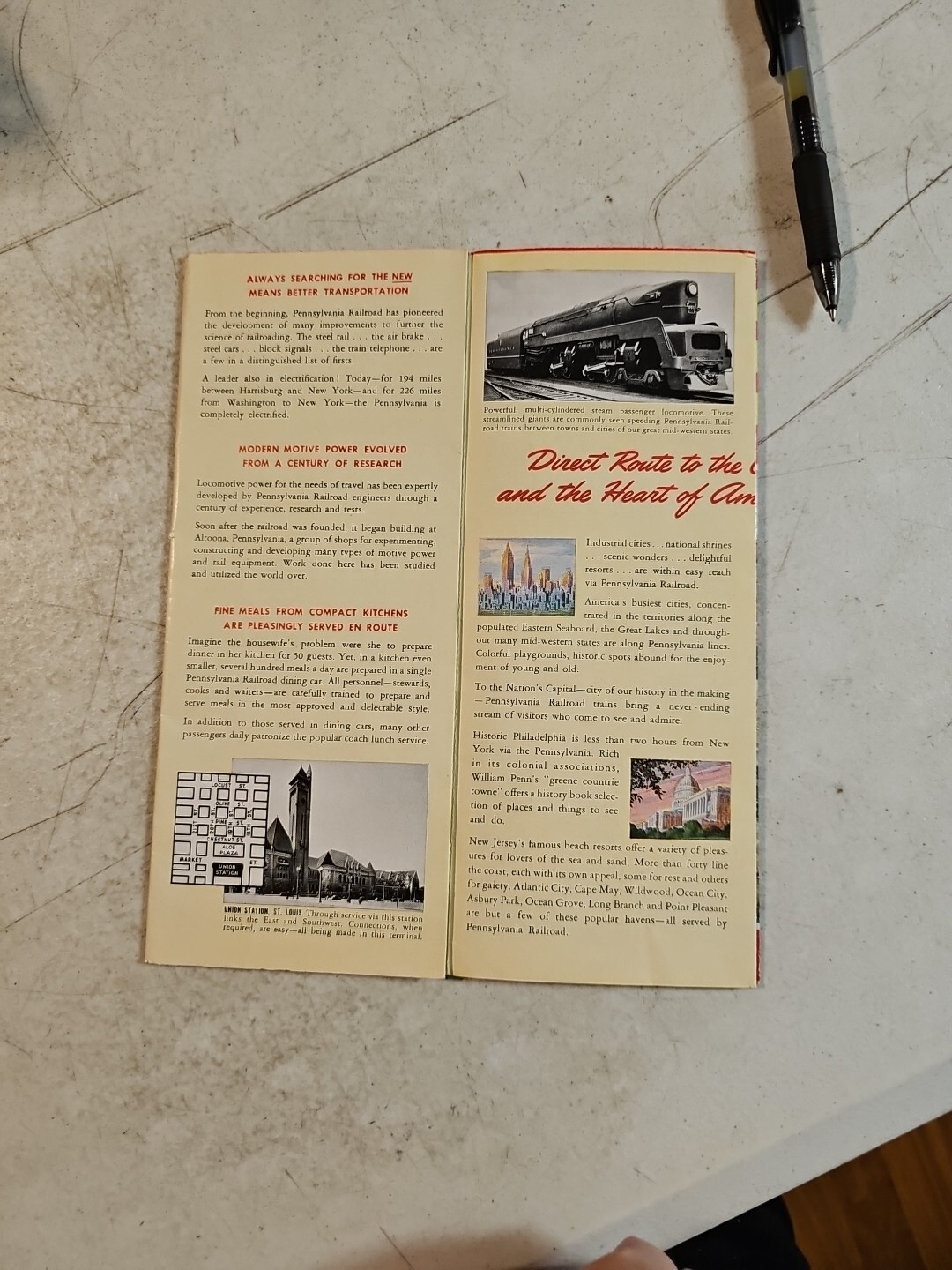 1948 PENNSYLVANIA RAILROAD SCENIC GUIDE MAP BROCHURE COLOR PHOTOS ILLUSTRATIONS