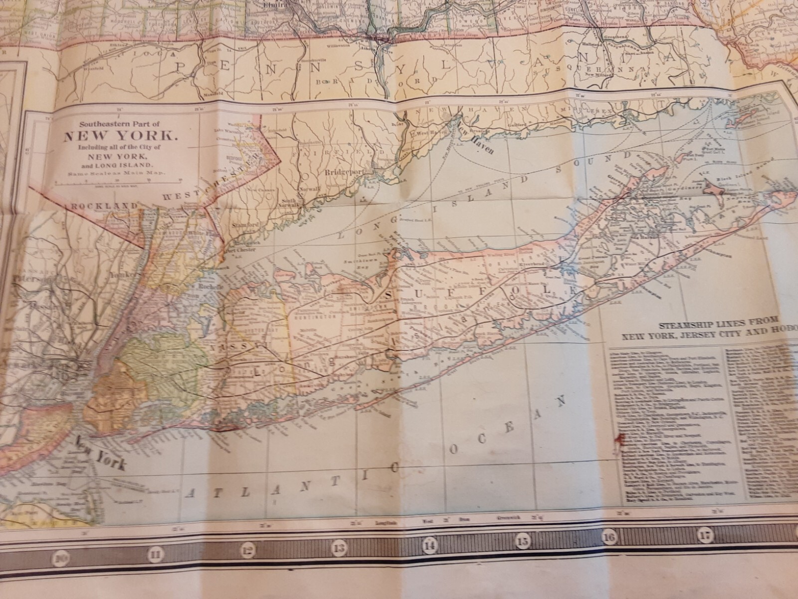 RAILROAD MAP, POST OFFICE, TOWNSHIP NEW YORK 1903 SCARBOROUGHS