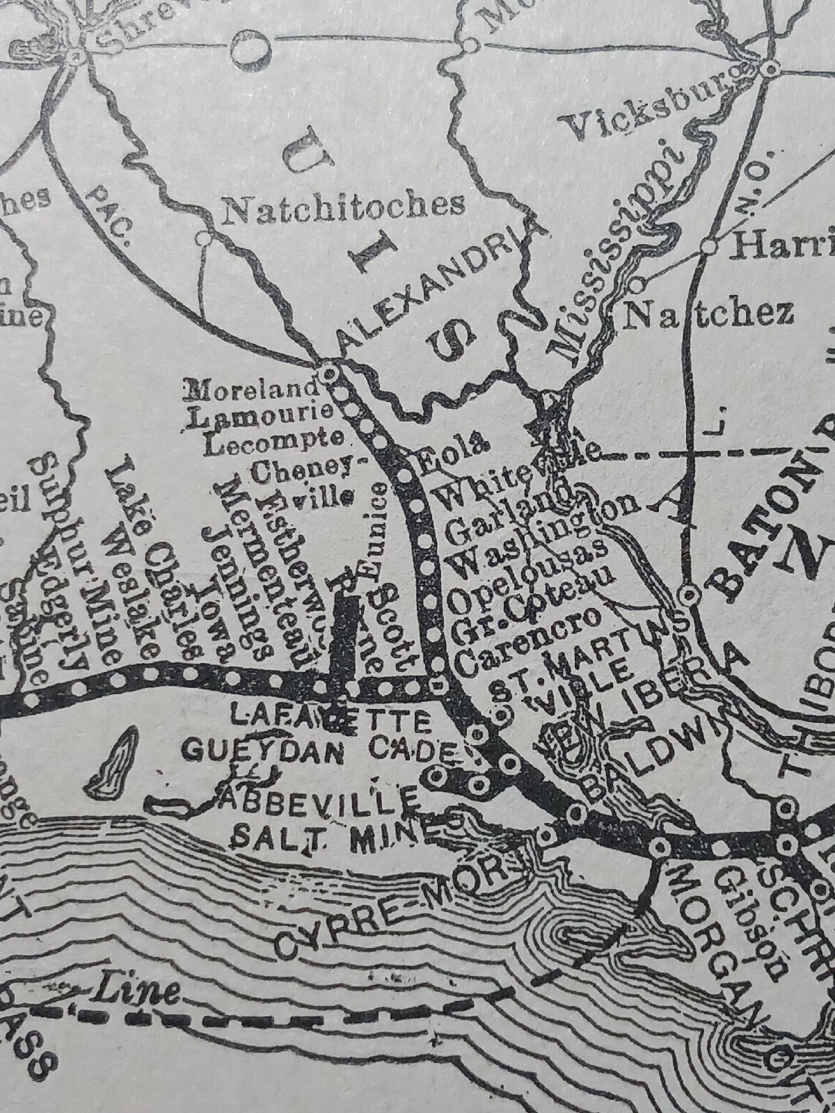 ☆1898 Train Route Map SOUTHERN PACIFIC RAILROAD Lines Atlantic Properties