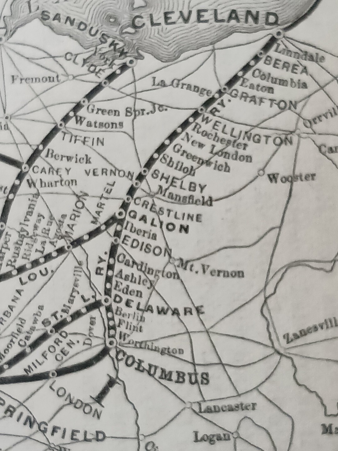 1892 Antique Railroad Map CLEVELAND CINCINNATI CHICAGO & ST LOUIS RAILWAY Routes