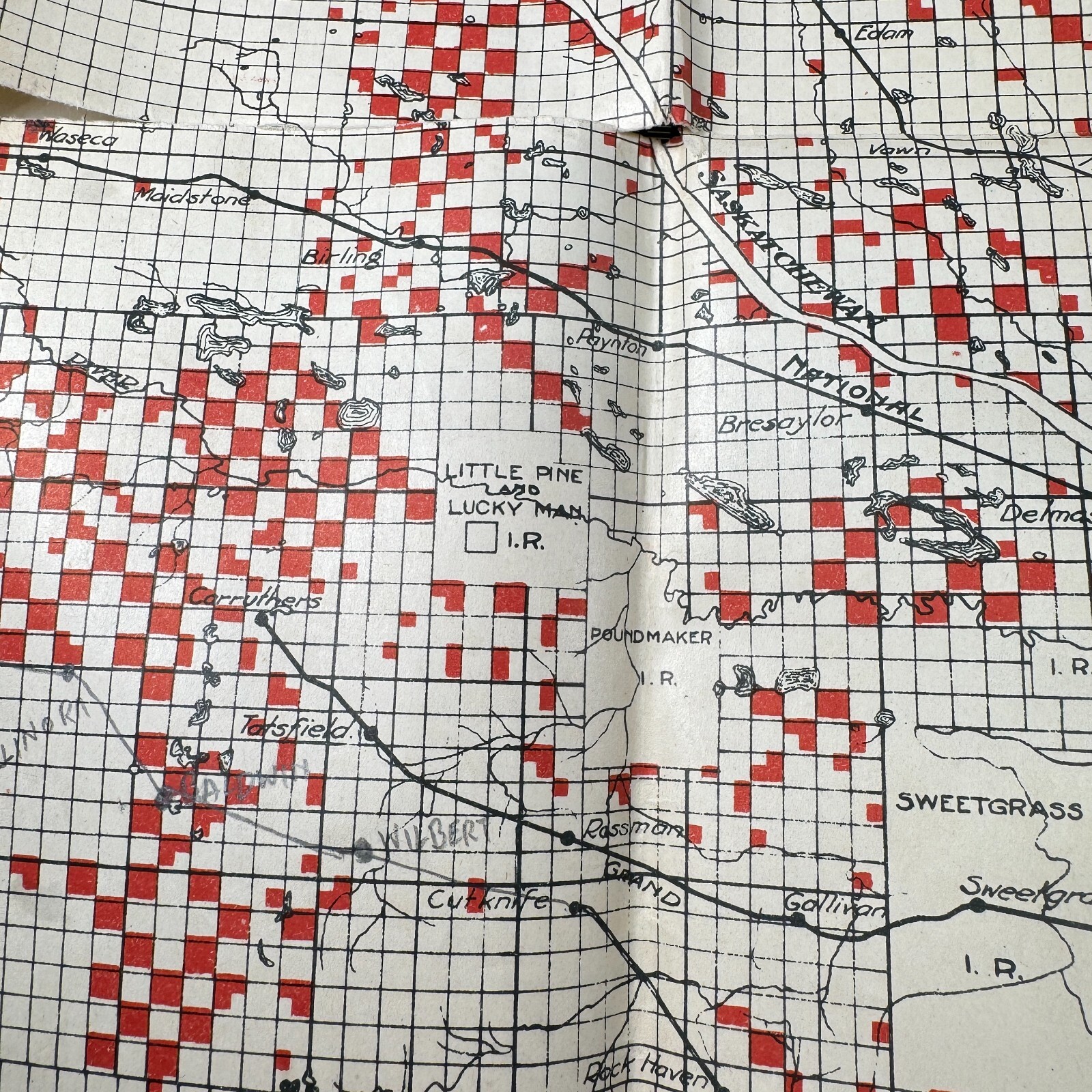 31″ x 27″ Map Battleford Block Saskatchewan Canada National Railways Canada 1923