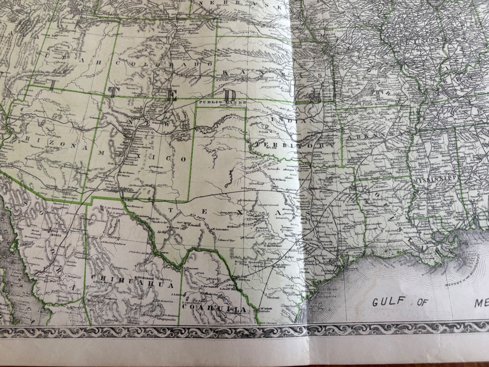 1876 RAILROAD MAP UNITED STATES & DOMINION OF CANADA WARNER & BEERS INDIAN TERR.